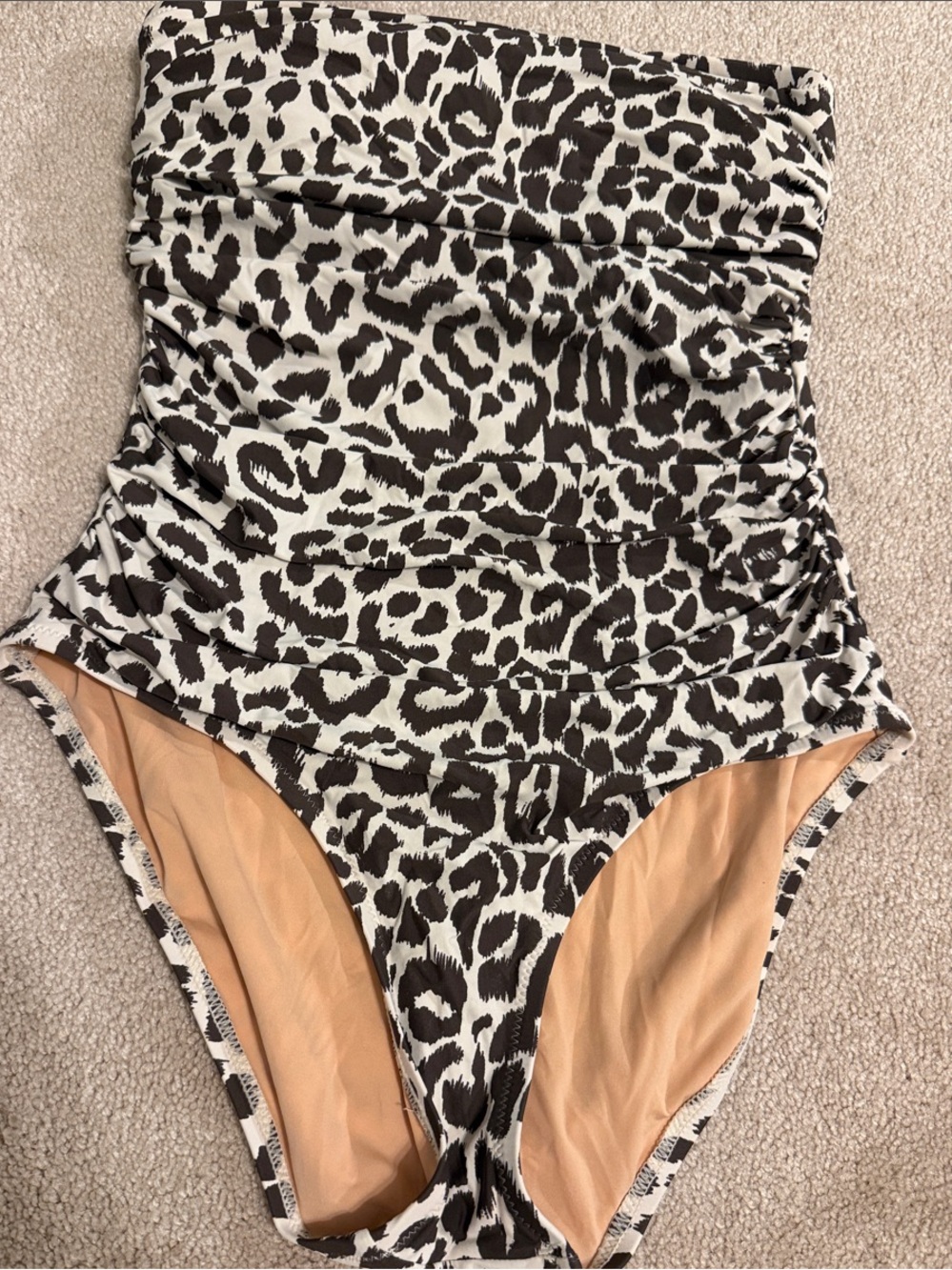 J. Crew Black & White Animal-NEVER WORN Print Strapless Swimsuit SIZE 6